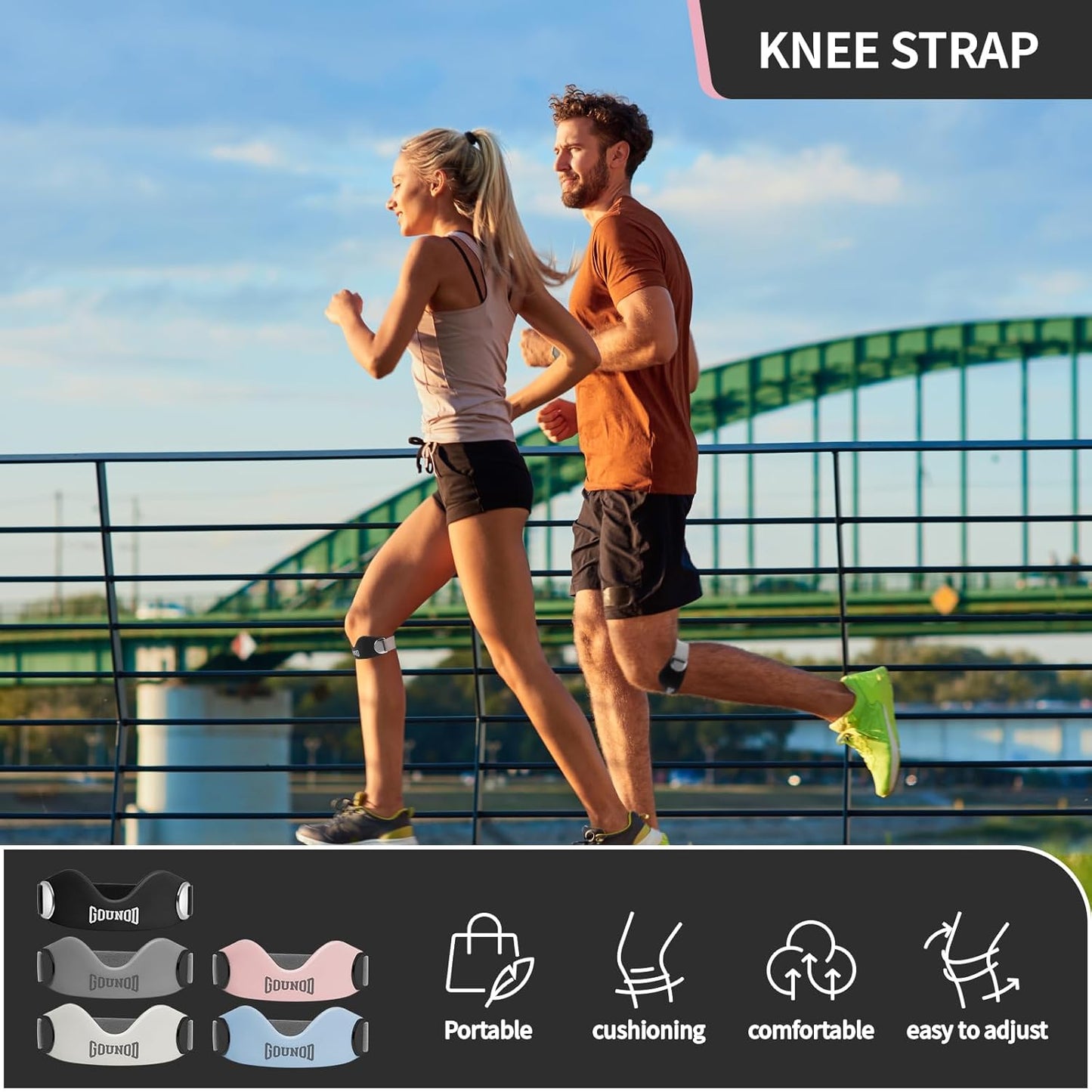 Oakhaven™  Patellar Support Strap For Knee Pain and Tendonitis (2 Straps Included)
